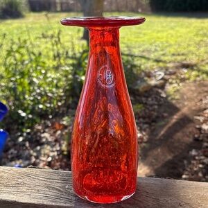 Handblown orange vase by Margie's Garden